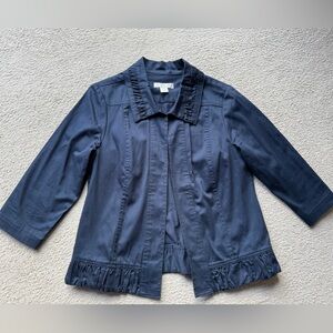 Christopher & Banks Navy Blue 3/4 Sleeve Open Front Jacket Blazer Spring Coat S